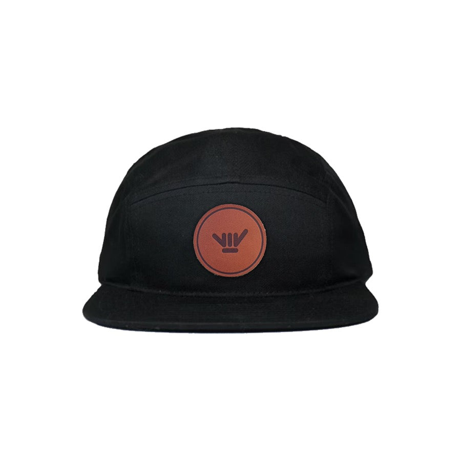 The Trail Blazer, 5 Panel Hat, Limited Black w/ Leather Patch